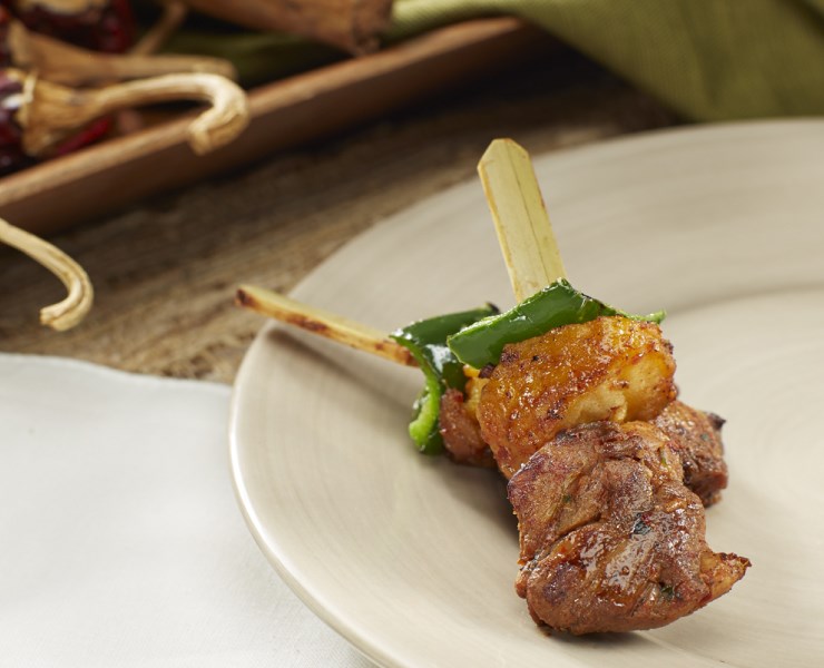 Chicken Guajillo Mole & Plantain Skewer